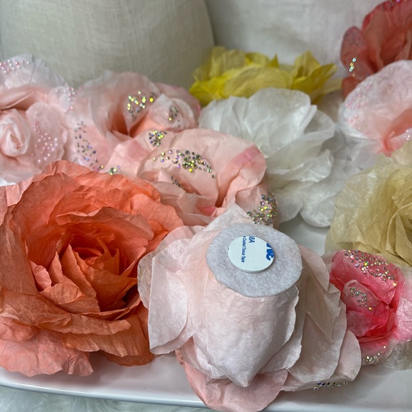 WATERCOLORED PAPER ROSES SWAROVSKI CRYSTALS GIFT PACKAGE, DECOR, STICKABLE - Picture 16 of 16